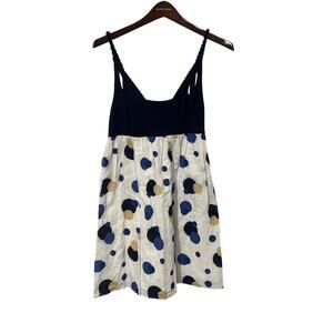 Blue & Tan Jersey Knit and Poplin Short Dress, Size 4,*0